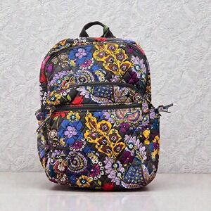Vera Bradley LARGE Bancroft Backpack Colorful Bouquet NWOT Cotton Quilted School